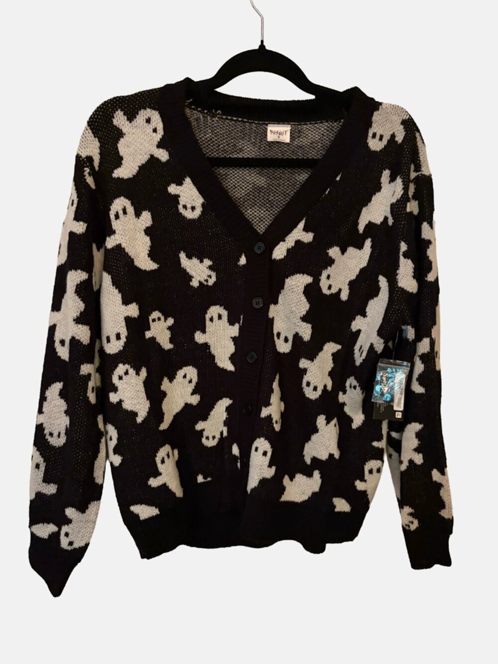 NWT Spirit Halloween Ghost Cardigan Sweater Size Small Spooky